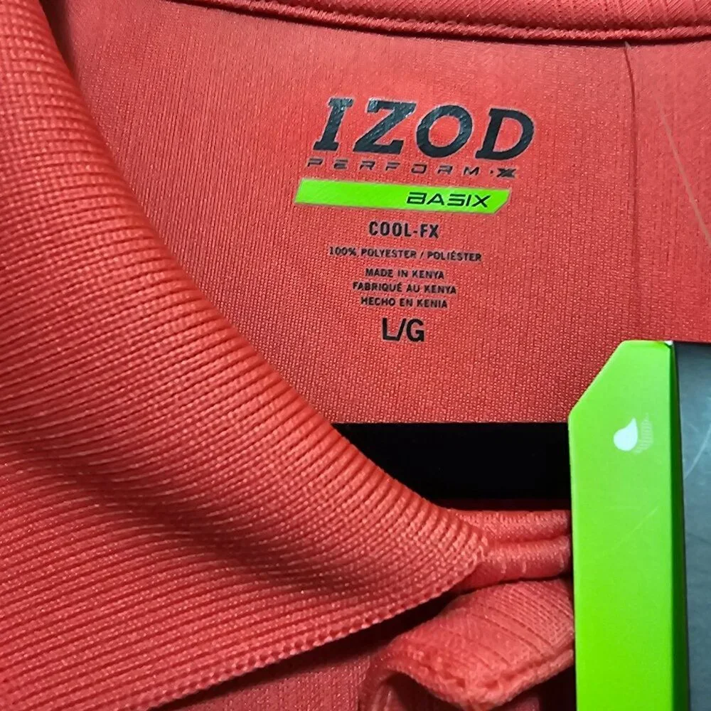 Izod‎ Men's Cool FX Performance Polo Shirt L/G Salmon - Picture 5 of 16